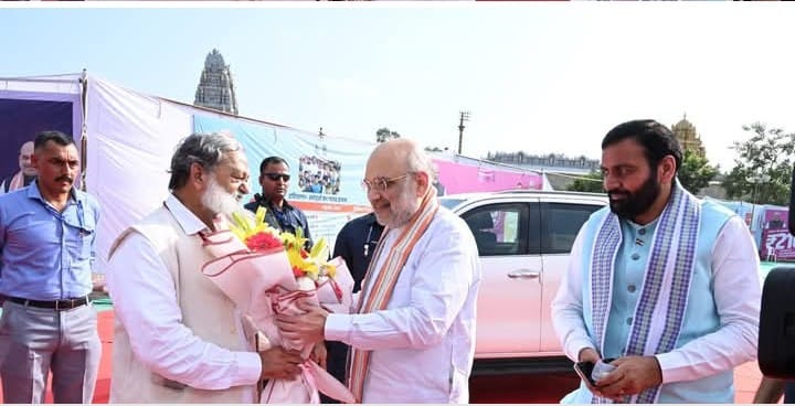 हरियाणा के परिवहन मंत्री ने किया गृहमंत्री का स्वागत