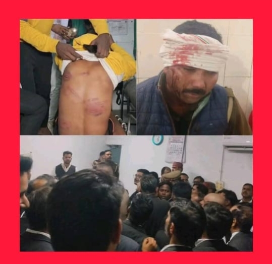 पहले पुलिस ने वकील को थाने में बंद कर जमकर पीटा फिर जैसे ही पुलिस वकील को कोर्ट में पेश करने ले गई तो वहां पर सभी वकीलों ने मिलकर पुलिसकर्मियों को पीट दिया